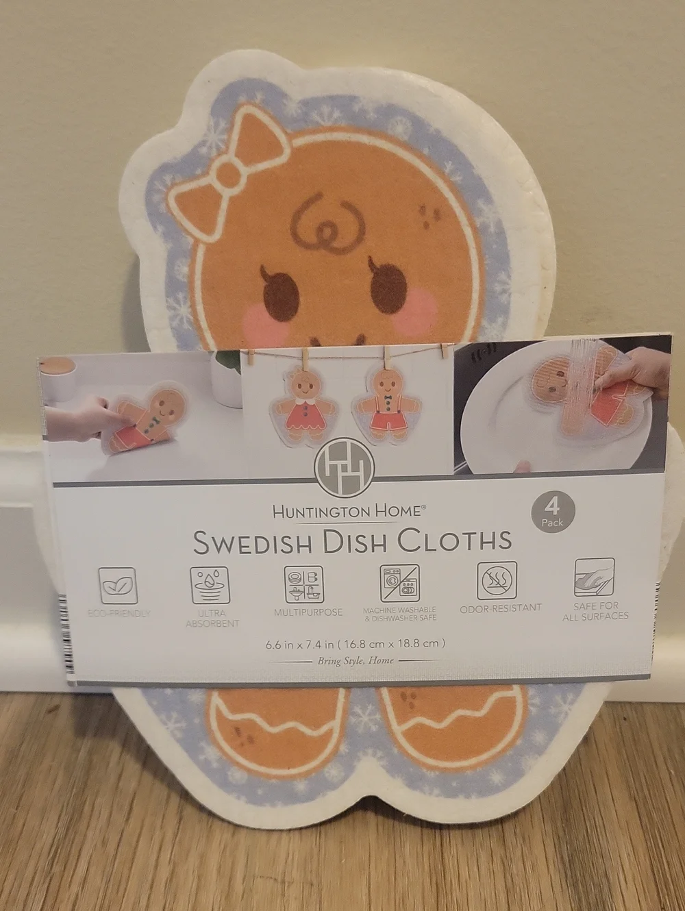 Huntington Home Gingerbread Swedish Dish Cloths – White, Orange, Blue